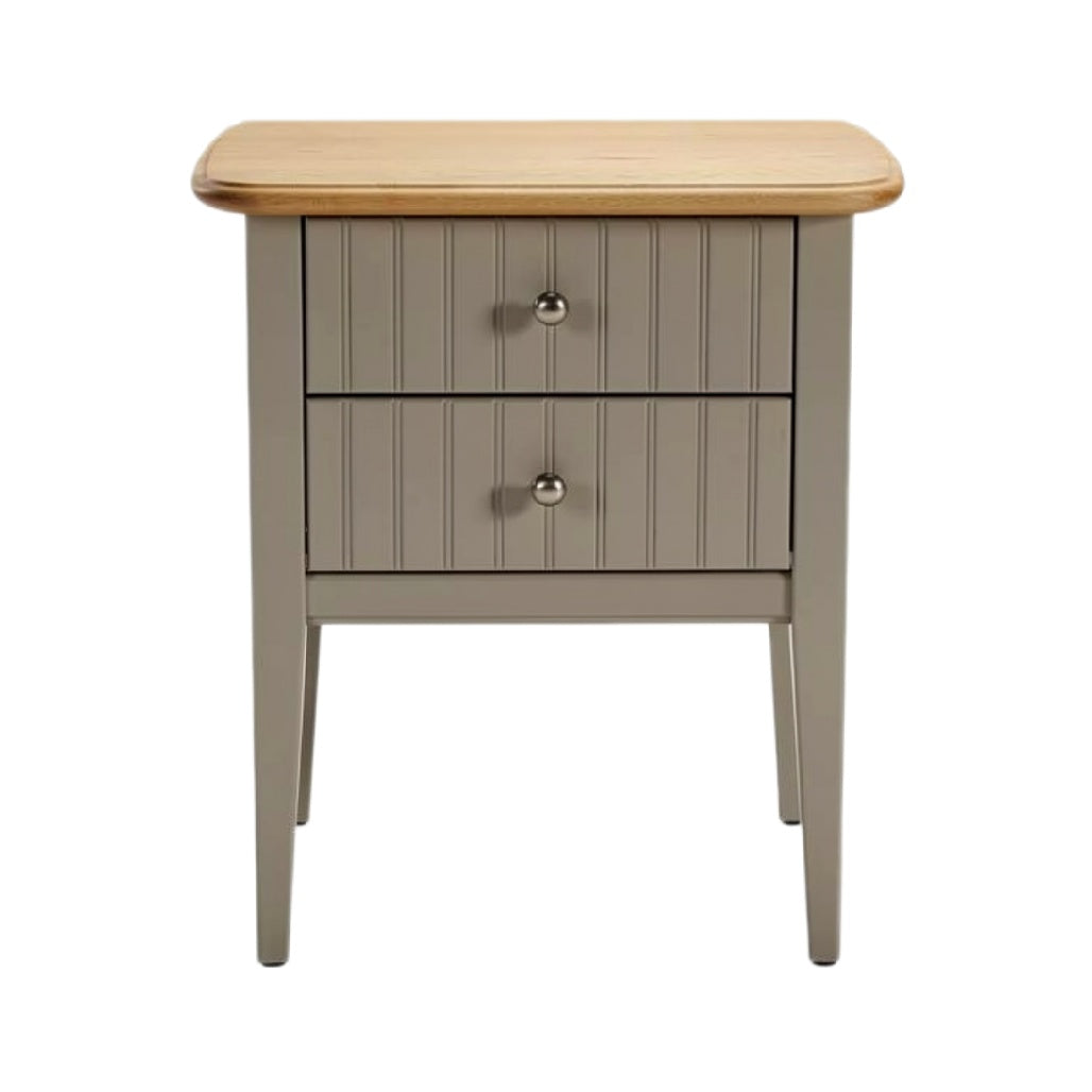 **Moderne Nachtkastje met Houten Bovenblad en Twee Lades**