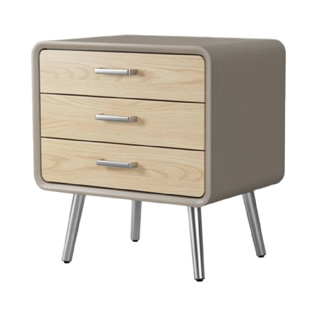 Moderne nachtkast met 3 lades en houten afwerking
