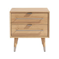 "Moderne Nachtkast met Houten Afwerking en Aluminium Grepen"