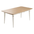 "Moderne Eettafel van Hout met Witte Poten - Duurzaam en Elegant"